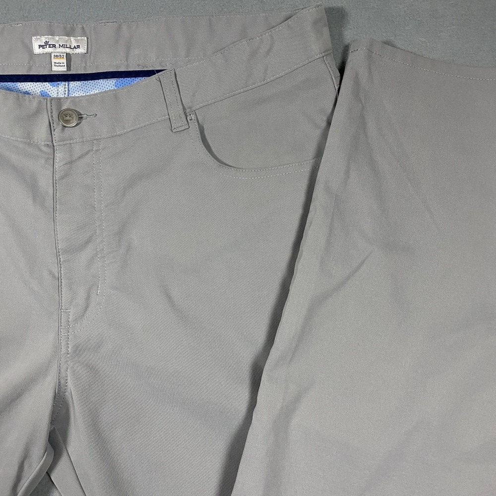 Peter Millar EB66 38x32 Crown Sport Mens Gray 5-Pocket Golf Pants Polyester